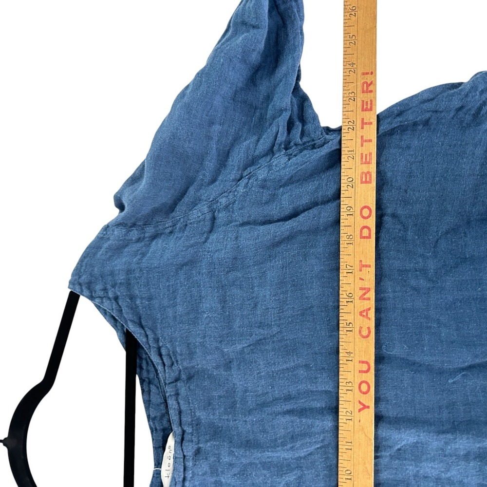 Linen Coastal Tunic Top XL Blue Lagenlook Boho Asymmetric Hem Euro Minimal Beach - Picture 9 of 10